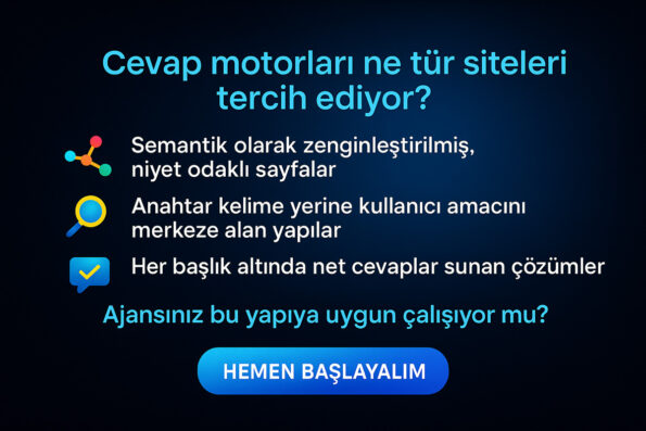 Web Tasarım Ajansınız Cevap Motoru Optimizasyonu Bilmiyorsa, Sadece Sayfa Değil Potansiyel de Kaybediyorsunuz 1 Neden? Çünkü Cevap Motoru Optimizasyonu yok.