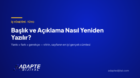Başlık ve Açıklama Nasıl Yeniden Yazılır? — Adapte Dijital kapak görseli