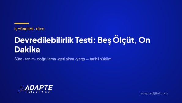 Devredilebilirlik Testi: Beş Ölçüt, On Dakika — Adapte Dijital kapak görseli