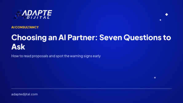 Choosing an AI Partner: Seven Questions to Ask — Adapte Dijital kapak görseli