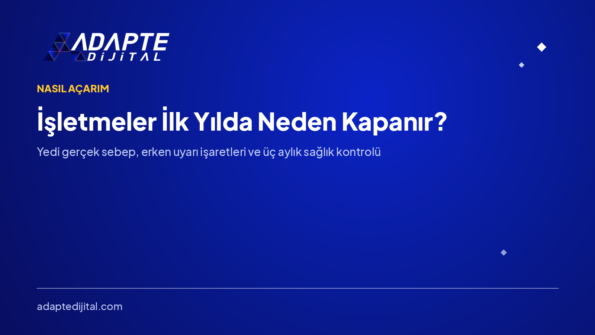 İşletmeler İlk Yılda Neden Kapanır? 7 Sebep ve Erken Uyarılar — Adapte Dijital kapak görseli