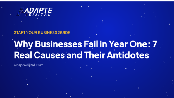 Why Businesses Fail in Year One: 7 Real Causes and Their Antidotes — Adapte Dijital kapak görseli