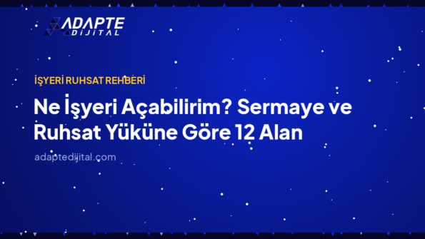 Ne İşyeri Açabilirim? Sermaye ve Ruhsat Yüküne Göre 12 Alan — Adapte Dijital kapak görseli
