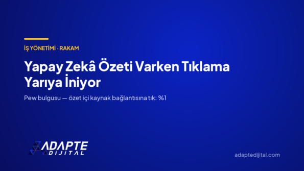 Yapay Zekâ Özeti Varken Tıklama Yarıya İniyor — Adapte Dijital kapak görseli