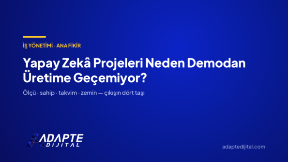 Yapay Zekâ Projeleri Neden Demodan Üretime Geçemiyor? — Adapte Dijital kapak görseli