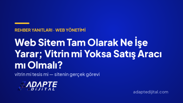 Web Sitem Tam Olarak Ne İşe Yarar; Vitrin mi Yoksa Satış Aracı mı Olmalı? — Adapte Dijital kapak görseli