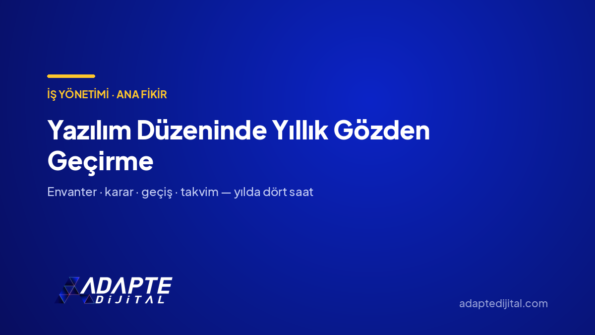 Yazılım Düzeninde Yıllık Gözden Geçirme — Adapte Dijital kapak görseli