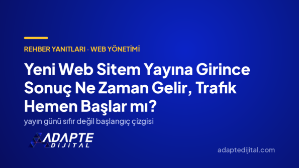 Yeni Web Sitem Yayına Girince Sonuç Ne Zaman Gelir, Trafik Hemen Başlar mı? — Adapte Dijital kapak görseli