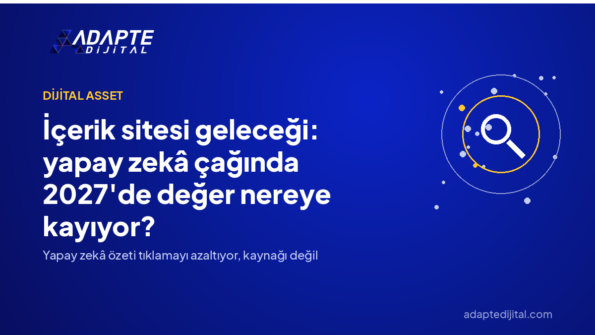 İçerik sitesi geleceği: yapay zekâ çağında 2027'de değer nereye kayıyor? — Adapte Dijital kapak görseli