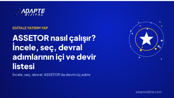 ASSETOR nasıl çalışır? İncele, seç, devral adımlarının içi ve devir listesi — Adapte Dijital kapak görseli