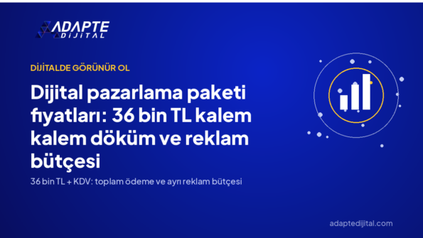Dijital pazarlama paketi fiyatları: 36 bin TL kalem kalem döküm ve reklam bütçesi — Adapte Dijital kapak görseli
