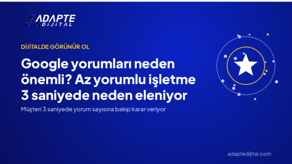 Google yorumları neden önemli? Az yorumlu işletme 3 saniyede neden eleniyor — Adapte Dijital kapak görseli