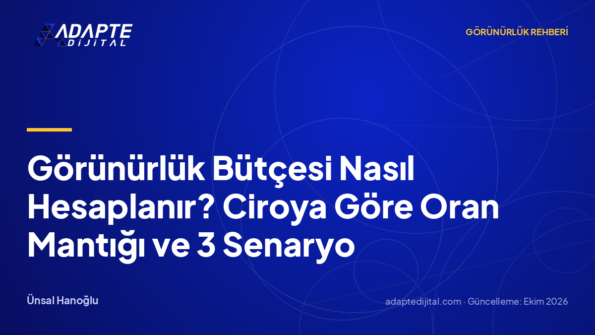 Görünürlük Bütçesi Nasıl Hesaplanır? Ciroya Göre Oran Mantığı ve 3 Senaryo