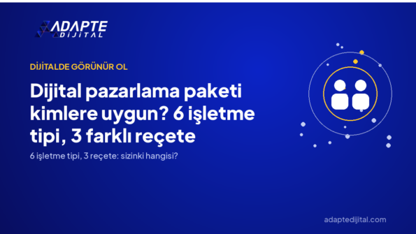 Dijital pazarlama paketi kimlere uygun? 6 işletme tipi, 3 farklı reçete — Adapte Dijital kapak görseli