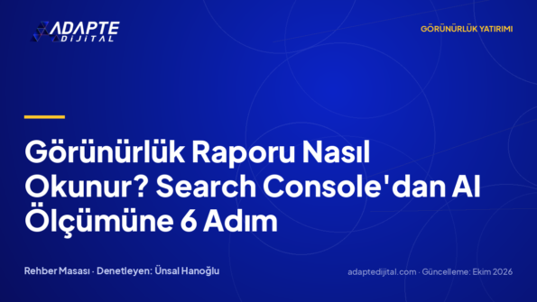 Görünürlük Raporu Nasıl Okunur? Search Console'dan AI Ölçümüne 6 Adım