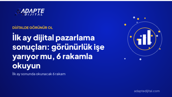 İlk ay dijital pazarlama sonuçları: görünürlük işe yarıyor mu, 6 rakamla okuyun — Adapte Dijital kapak görseli