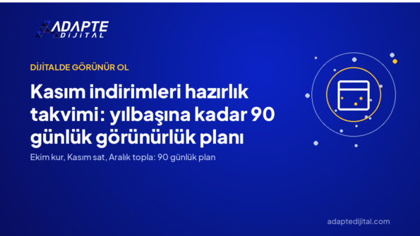 Kasım indirimleri hazırlık takvimi: yılbaşına kadar 90 günlük görünürlük planı — Adapte Dijital kapak görseli