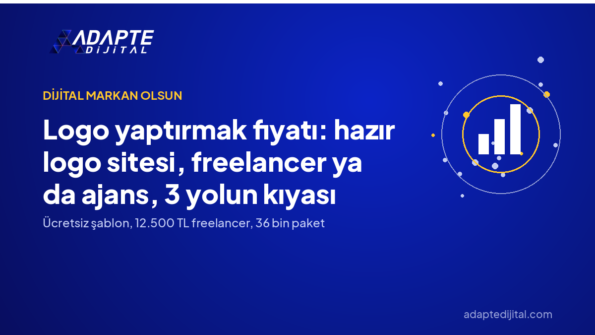 Logo yaptırmak fiyatı: hazır logo sitesi, freelancer ya da ajans, 3 yolun kıyası — Adapte Dijital kapak görseli
