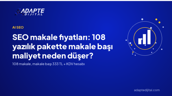 SEO makale fiyatları: 108 yazılık pakette makale başı maliyet neden düşer? — Adapte Dijital kapak görseli