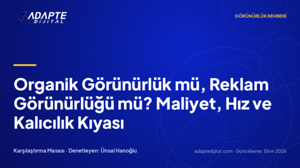 Organik Görünürlük mü, Reklam Görünürlüğü mü? Maliyet, Hız ve Kalıcılık Kıyası