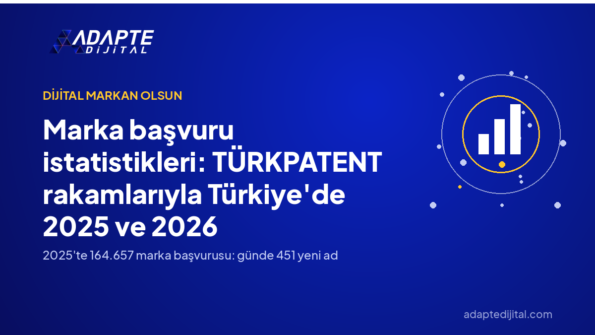 Marka başvuru istatistikleri: TÜRKPATENT rakamlarıyla Türkiye'de 2025 ve 2026 — Adapte Dijital kapak görseli
