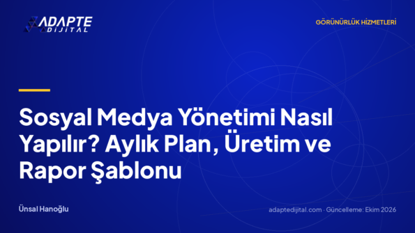 Sosyal Medya Yönetimi Nasıl Yapılır? Aylık Plan, Üretim ve Rapor Şablonu