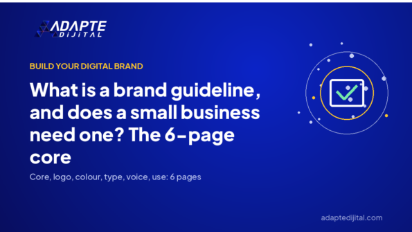 What is a brand guideline, and does a small business need one? The 6-page core — Adapte Dijital cover image