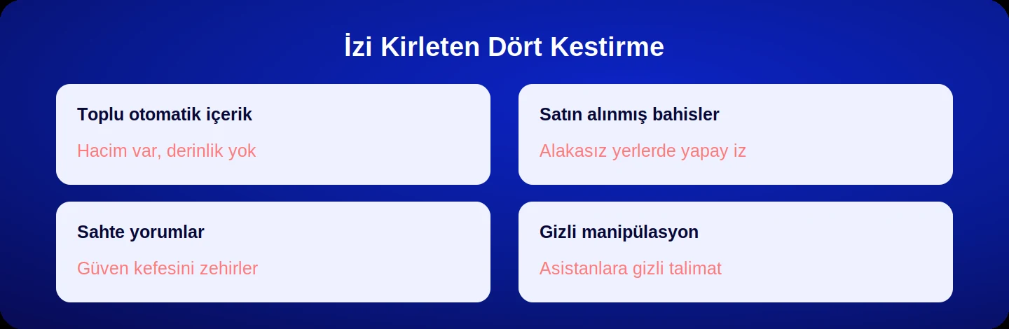 İzi kirleten dört kestirme