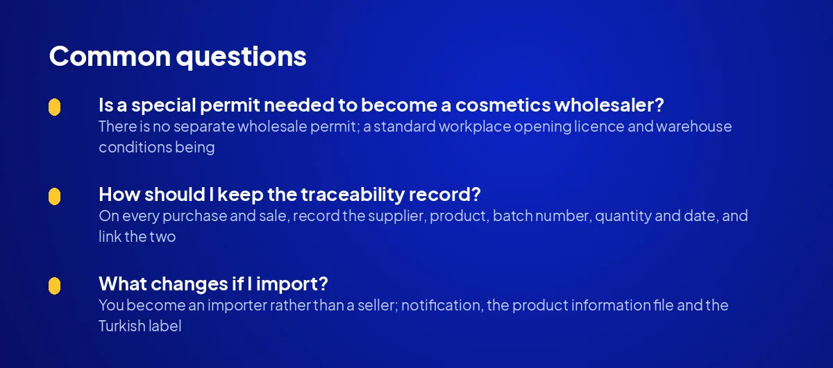 Is a special permit needed to become a cosmetics wholesaler?