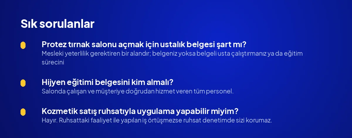 Protez tırnak salonu açmak için ustalık belgesi şart mı?