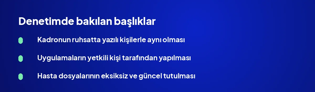 Denetimde bakılan başlıklar