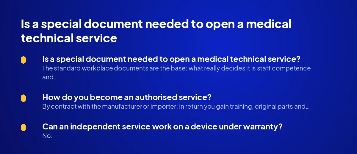 Is a special document needed to open a medical technical service?