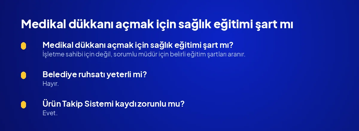 Medikal dükkanı açmak için sağlık eğitimi şart mı?