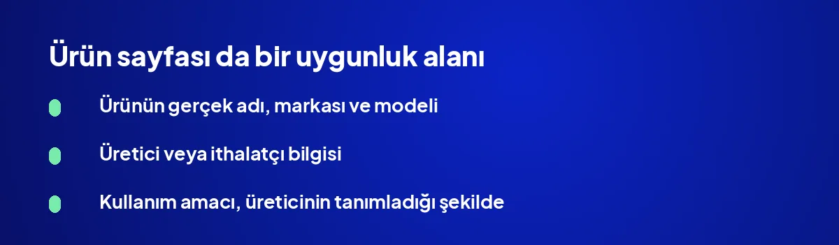 Ürün sayfası da bir uygunluk alanı