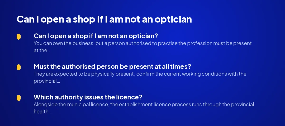 Can I open a shop if I am not an optician?