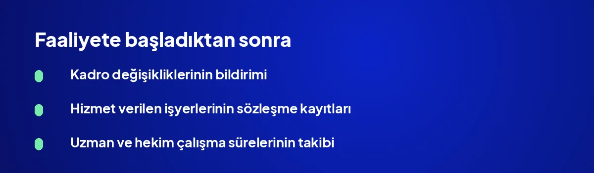 Faaliyete başladıktan sonra