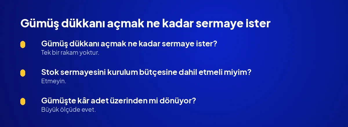 Gümüş dükkanı açmak ne kadar sermaye ister?