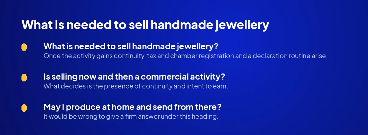 What is needed to sell handmade jewellery?
