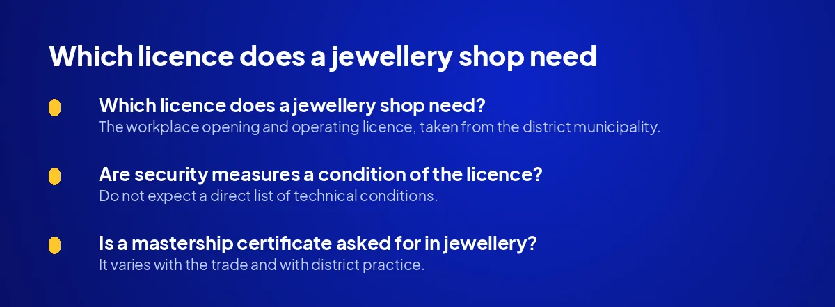 Which licence does a jewellery shop need?