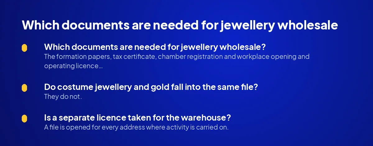 Which documents are needed for jewellery wholesale?