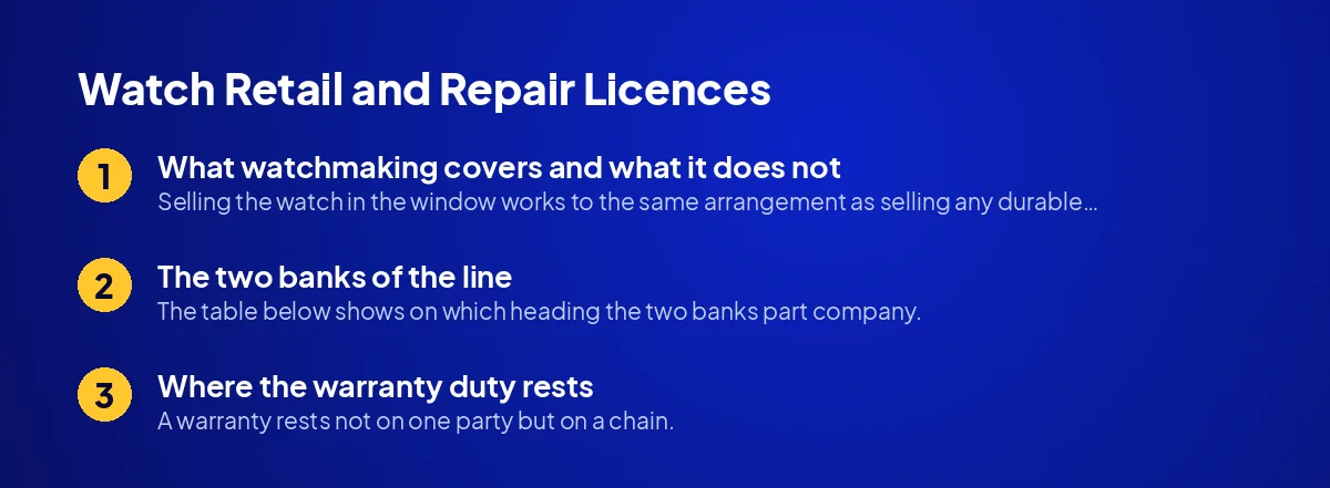 Watch Retail and Repair Licences: Two Trades, Two Files