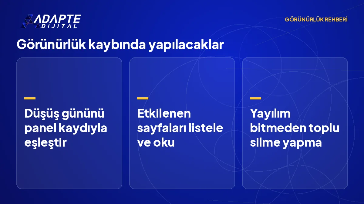 Google güncellemesi sonrası görünürlük kaybında yapılacak ve yapılmayacak adımların listesi