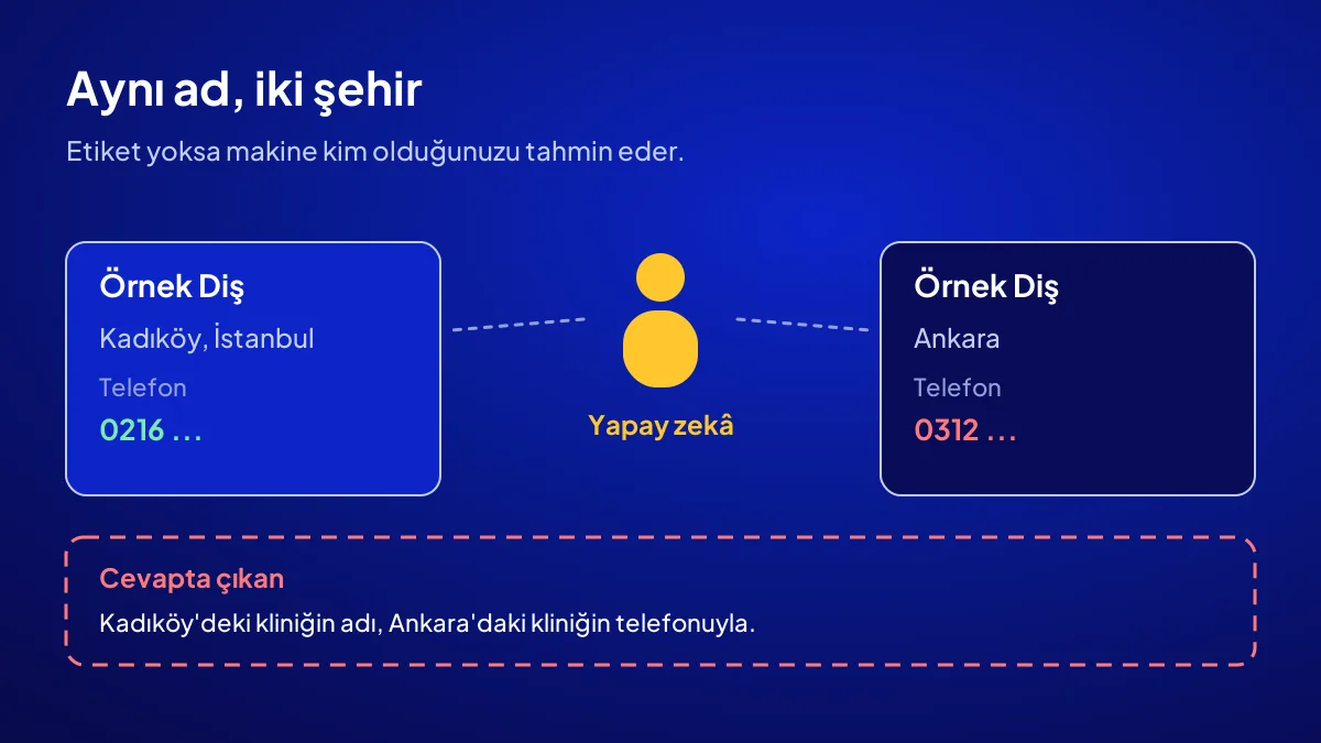 Yapısal veri olmadığında yapay zekânın aynı adlı iki işletmeyi karıştırması: Kadıköy ve Ankara örneği