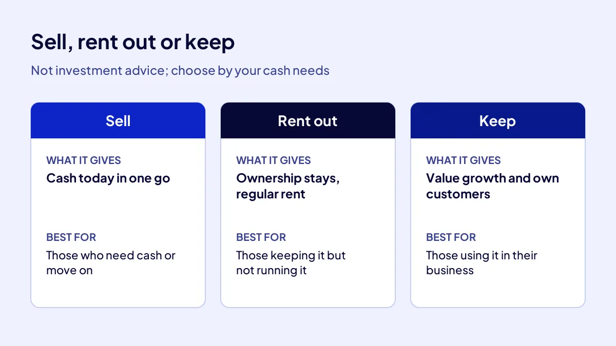 Comparing options for a website: selling, renting it out or keeping it