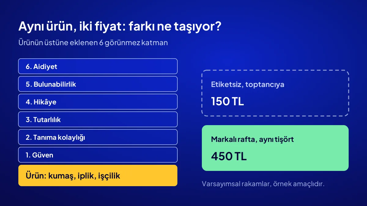 Markalı ürünün daha pahalı satılmasının 6 sebebi: güven, tanıma, tutarlılık, hikâye, bulunabilirlik, aidiyet