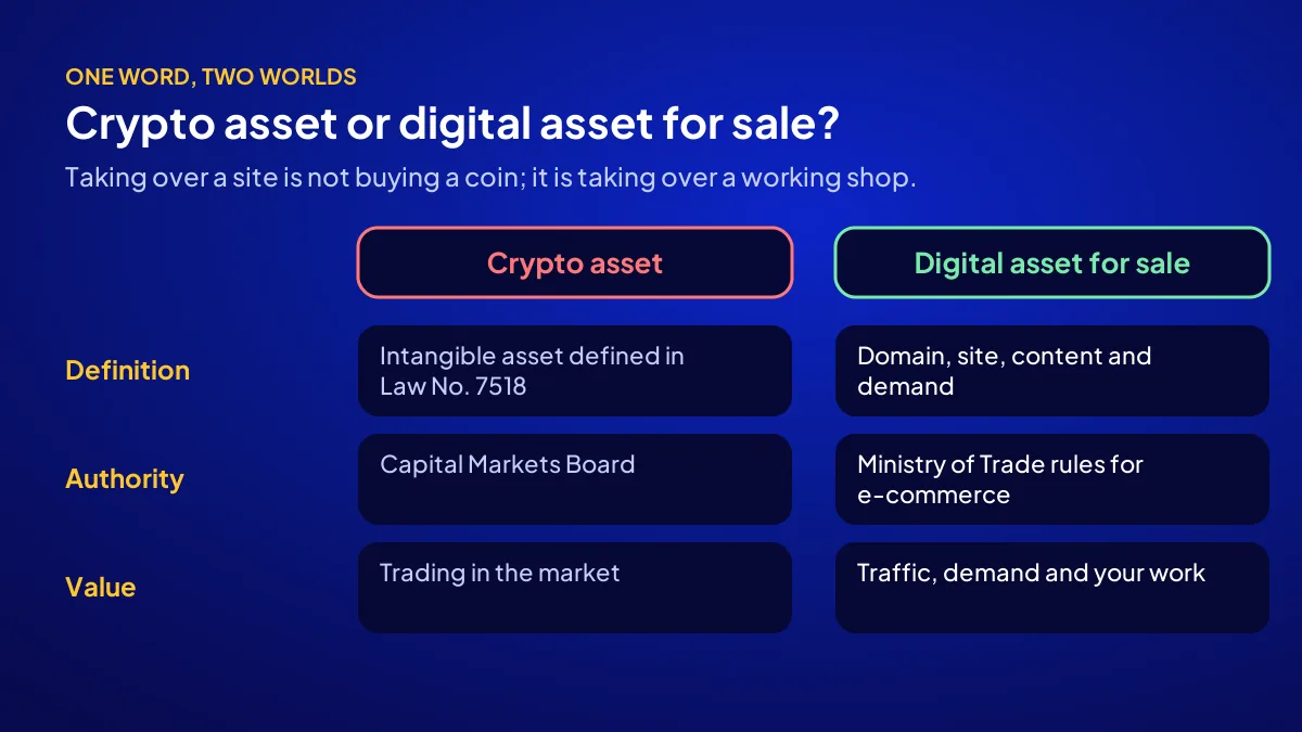 Buying and selling digital assets: the difference between a crypto asset and a website for sale in Turkey