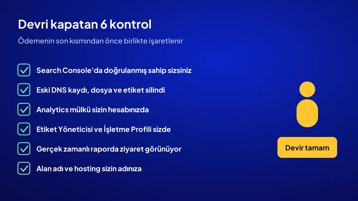 Site devri sonrası 6 maddelik kontrol listesi: Search Console, Analytics, jetonlar, bağlı hesaplar ve alan adı
