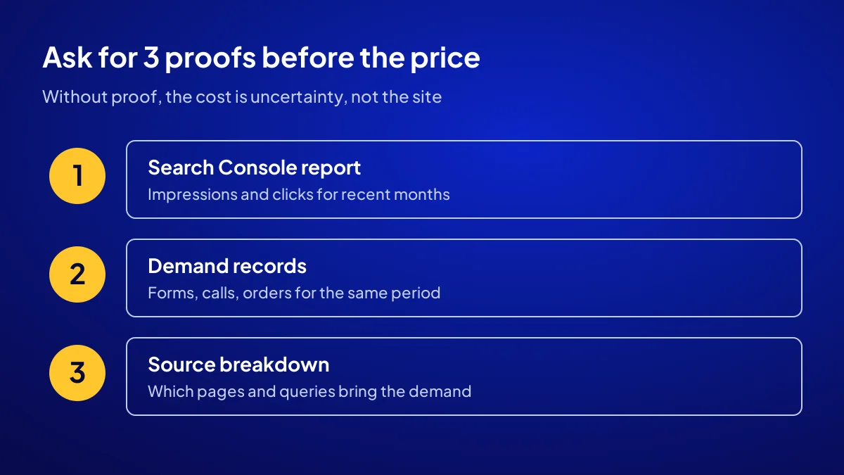 Three proofs to request before buying a ready-made website: report, records and query breakdown