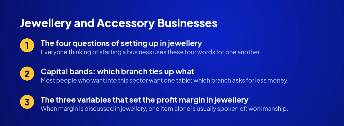Jewellery and Accessory Businesses: Cost, Capital, Profit Margin and Earnings
