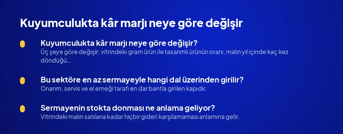 Kuyumculukta kâr marjı neye göre değişir?
